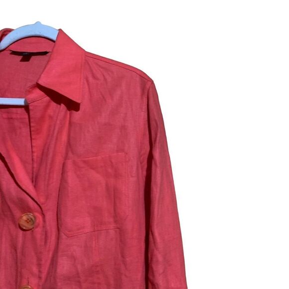 Lafayette 148 New York Womens Size 8 Coral Button Linen Blazer Jacket - Picture 3 of 7